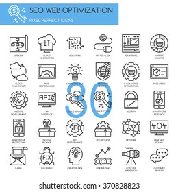 Search engine optimization , Thin Line and Pixel Perfect Icons