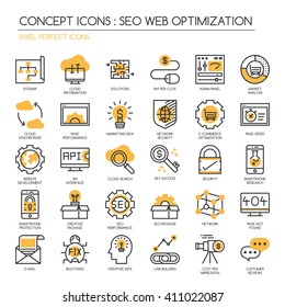 Search engine optimization , Thin Line and Pixel Perfect Icons