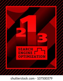 Search engine optimization vector concept illustration with the numbers in the form of a pedestal