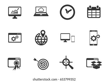 Search Engine Optimization web icons. set of simple symbols silhouettes