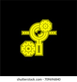Search engine optimization yellow glowing neon ui ux icon. Glowing sign logo vector