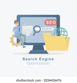 search engine optimization,SEO,digital marketing business concept strategy,process improve the quality traffic website or page from search engines,Vector illustration.