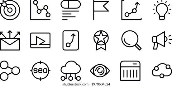 search Engine  outline Optimization Icons