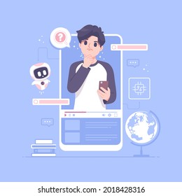 search engine people thinking concept vector illustration