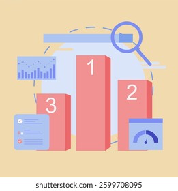Search engine ranking, Search engine analysis, SEO success concept. EPS 2