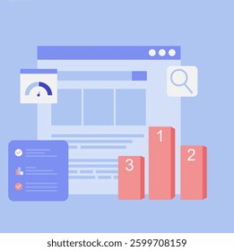 Search engine ranking, Search engine analysis, SEO success concept. EPS 3