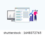 Search engine ranking - Search engine analytics illustration concept for web landing page template, banner, flyer and presentation