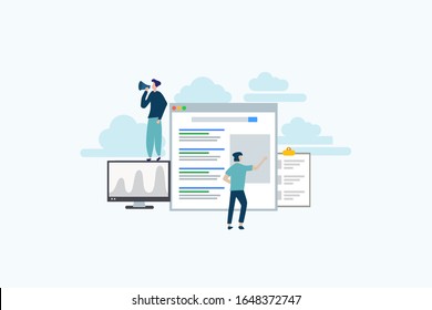 Search engine ranking - Search engine analytics illustration concept for web landing page template, banner, flyer and presentation - Shutterstock ID 1648372747