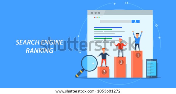 Search engine ranking - Search engine\
analytics - SEO success flat vector banner\
concept