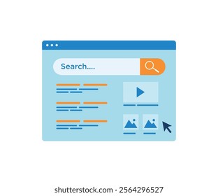 Search engine research stock illustration. Searching for information. Web search concept. Vector illustration.