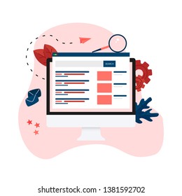 Search engine result pag vector, Page showing search results of a query, web search concept