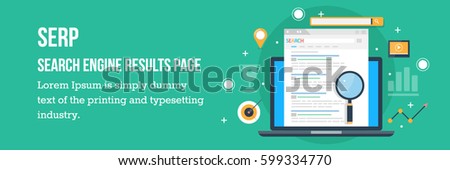 Search engine result page flat vector, Page showing search results of a query, web search flat concept