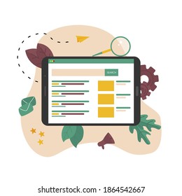 Search engine result page vector, Page showing search results of a query, web search concept