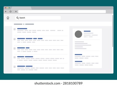 Search engine results page interface vector.