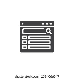 Search Engine Results Page vector icon. filled flat sign for mobile concept and web design. SERP Ranking glyph icon. Symbol, logo illustration. Vector graphics
