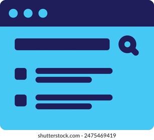 motor de búsqueda en el icono de SEO estilo plano con color azul
