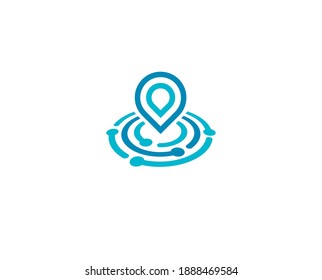 Search Engine Tech, Flat Style Vector Logo Concept. Find Companies, Hiring, Isolated Icon On White Background. Placemark Icon For Business And Developing Startup