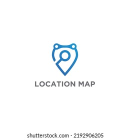 Search engine tech logo concept, vector logotype. Map Point Location Logo. GPS icon design vector. City locator design vector template. Pin maps symbol vector.  Simple clean design. Geo point 