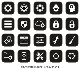 Search Engine Or User Interface Icons White On Black Flat Design Set Big
