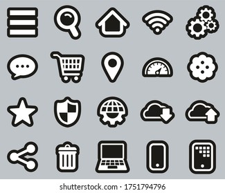 Search Engine Or User Interface Icons White On Black Sticker Set Big