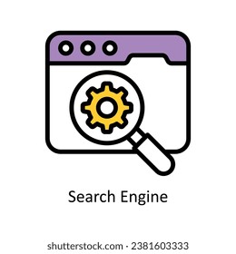 Suchmaschine Vektor ausgefüllte Umriss-Design-Illustration. Symbol auf weißem Hintergrund EPS10-Datei 