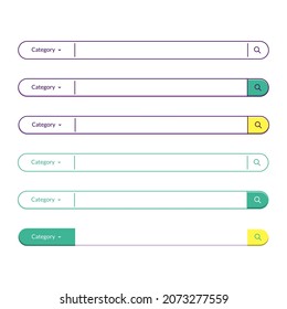 Search engine vector illustration. Set of search engines with different colors and styles