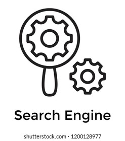 
Search engine via magnifier and cogwheel 
