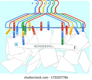 The Search engines work almost all the time. Like clothes that almost don't have hangers to hang,Colorful of hanger Concept Design.Vector illustration