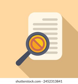 Search error in disclaimer icon flat vector. Term notice. Credit deny request