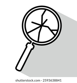 search error or fail, mafnigying glass or loupe, linear, vector illustration 