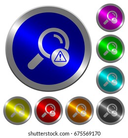 Search error icons on round luminous coin-like color steel buttons