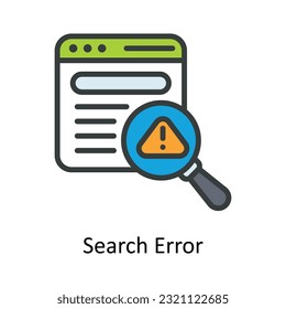 Ilustración de diseño de iconos de contorno de vectores de error de búsqueda. Símbolo de ciberseguridad sobre archivo EPS 10 en fondo blanco