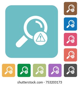 Search error white flat icons on color rounded square backgrounds