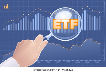 Search ETF Investments. Graphic illustration on the subject of 'Investments / Exchange Traded Funds'.