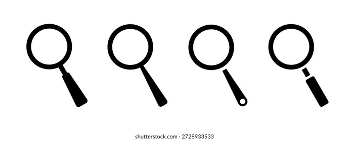 Conjunto de ícones de pesquisa e exploração. Contendo lupa, pesquisa, investigação, descobrir, olhar, encontrar, zoom, inquérito.
