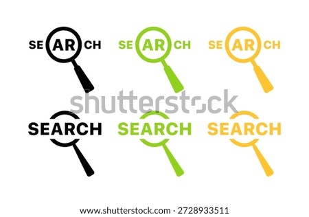 Search and exploration icon set. Containing magnifying glass, find, discover, query, inspect, seek, analyze, research and more.