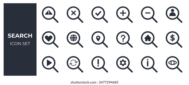 Search and explore icon set 