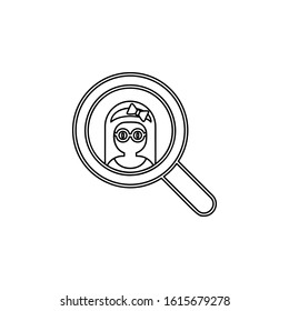 search, female icon. Simple thin line, outline vector of friendship icons for ui and ux, website or mobile application