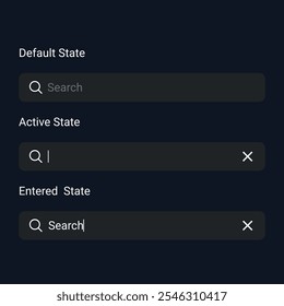 Elementos de IU do Campo de Pesquisa - Estados Padrão, Ativo e Inserido
