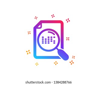 Search file icon. Find document sign. Magnify glass. Dynamic shapes. Gradient design search file icon. Classic style. Vector