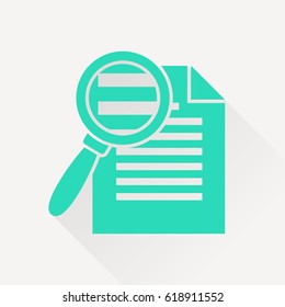 Search in file icon. Find in document symbol. Flat sign vector
