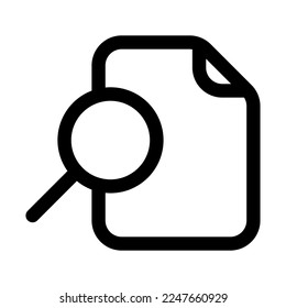Search file icon line isolated on white background. Black flat thin icon on modern outline style. Linear symbol and editable stroke. Simple and pixel perfect stroke vector illustration