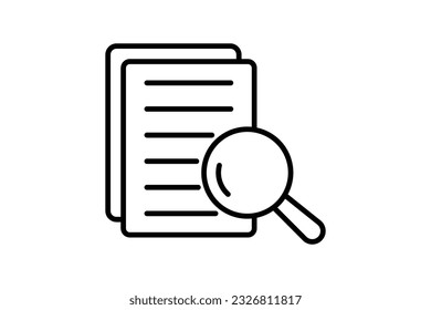 Icono de archivo de búsqueda, Investigación, Vidrio de ampliación, documento. Diseño de estilo de icono de línea. Diseño de vector simple editable