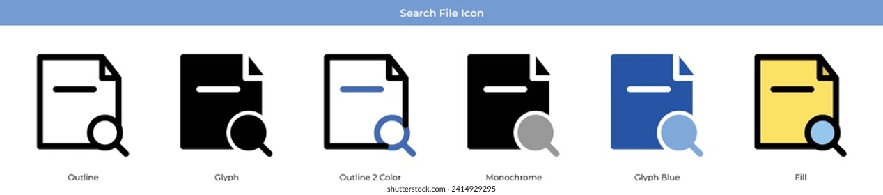 Search File Icon Set Vector Design