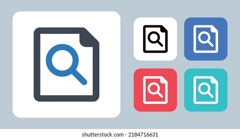 Icono de archivo de búsqueda - ilustración vectorial. búsqueda, archivo, documento, buscar, explorar, magnificar, datos, zoom, página, hoja, papel, línea, contorno, plano, iconos.