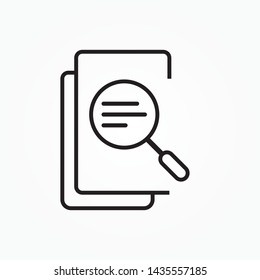 Search file line icon. Find document sign.  Magnify glass. Quality design flat app element. Editable stroke Search file icon.