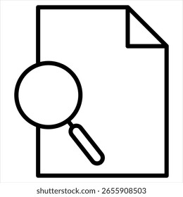 Ilustración vectorial de icono de esquema de archivo de Búsqueda