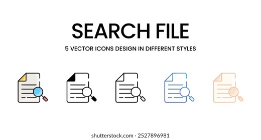 Search File vector icons set stock illustration