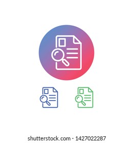 Search File Vector Illustration, outline sign with colorful gradient