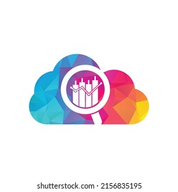 Buscar en el icono vectorial de diseño del logotipo de la forma de nube de finanzas. Combinación de logotipo vectorial de un gráfico y un amplificador.